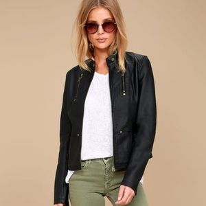 Black leather moto jacket